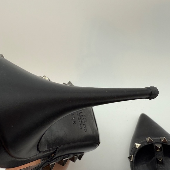 VALENTINO NOIR ROCKSTUD BLACK 100MM SLING BACK PUMPS SIZE 40.5 - Picture 9 of 12